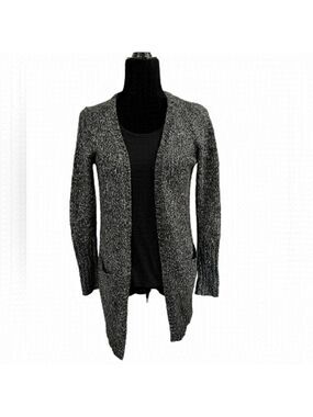 Vero Moda Black and White Knit Long Open Front Cardigan - XSmall